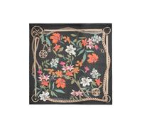GUESS Foulard, Motivo Floreale su Sfondo Nero, 130x130 cm, 100% Modal