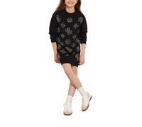 Guess French Terry Long Sleeve Dress Vestito, 4g Lurex Nero e Argento, 12 Anni Bambina