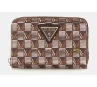 GUESS G Wave Slg Portafoglio Donna Con Zip Giro Intorno Medio Marrone Multi