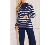 GUESS Gaia Sweater Waffle Blue And White Cardigan Strip Taglia: XL | Cardigan Outlet | Donna | Blu
