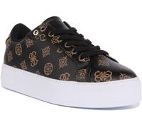 Guess Garmini Piattaforma Trainer Da Donna In Nero E Marrone Taglia UK 3 - 8