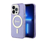 Guess Glitter Gold Custodia viola per Magsafe - iPhone 14 Pro