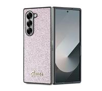 Guess Glitter Script Cover per Samsung Galaxy Z Fold6 (F956) Rosa con Glitter Rigido con Assorbimento degli urti in TPU/PC