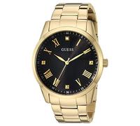 GUESS Gold-Tone Stainless Steel Bracelet Watch with Black Genuine Diamond Dial + Gold-Tone Roman Numerals. Color: Rose Gold-Tone (Model U1194G3)