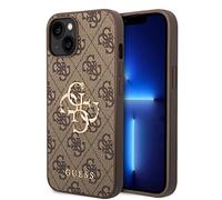 Guess Golden Logo compatibile con iPhone 14 Plus Custodia - Marrone, GUHCP14M4GMGGR, Nero