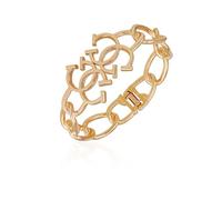 GUESS Goldtone - Bracciale rigido con cerniera e logo, taglia unica, in metallo, pietra di vetro, One Size, Metallo, pietra di vetro