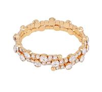 GUESS Goldtone - Braccialetto elastico con pietra di vetro trasparente, taglia unica, metallo, pietra di vetro, taglia unica, metallo, Misura unica, Metallo, Pietra di vetro