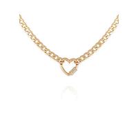 GUESS Goldtone - Collana a Catena con Ciondolo a Forma di Cuore, Taglia Unica, Vetro, Cristallo, Misura Unica, Vetro, Cristallo