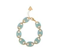 GUESS Goldtone Pave Aqua Stone Statement Link braccialetto, taglia unica, metallo, pietra di vetro