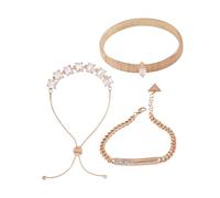 GUESS Goldtone - Set di 3 braccialetti misti con pietre di cristallo