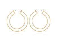 GUESS Goldtone Statement - Orecchini a doppio cerchio da donna, taglia unica, in metallo, pietra di vetro