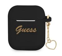 Guess GUA2LSCHSK Cover per AirPods 1/2 nera/nera in silicone con ciondolo a form