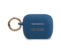 Guess GUACAPSILGLBL Custodia per AirPods Pro in silicone blu glitterato