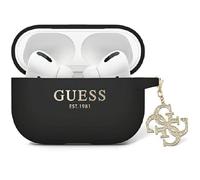 Guess GUAP2LECG4K Custodia per AirPods Pro 2 Cover Nero Liquido Silicone Glitter Triangolo Charm