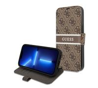 Guess GUBKP13S4GDBR - Custodia a libro per iPhone 13 Mini, motivo a righe, colore: Marrone
