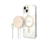 Kit Guess Marble MagSafe per iPhone 14 Plus, bianco - Nouvo