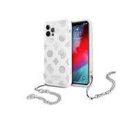 Guess GUHCP12LKSPESI Custodia Peony Chain Collection, argento - iPhone 12 Pro Max