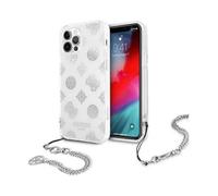 Guess GUHCP12LKSPESI Custodia Peony Chain Collection, argento - iPhone 12 Pro Max