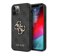 Guess GUHCP12M4GMGGR - Custodia per iPhone 12/12 PRO 6,1", con Logo 4G, Colore: Grigio