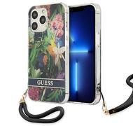Guess GUHCP13LHFLSB iPhone 13 Pro / 13 6,1 blaues Hardcase Flower Strap