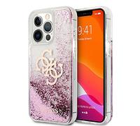 Guess GUHCP13LLG4GPI - Custodia per iPhone 13 PRO / 13 6,1", Colore: Rosa 4G Big Liquid Glitter