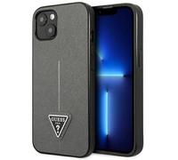 GUESS GUHCP13MPSATLG - Custodia rigida per iPhone 13 6,1", con logo SaffianoTriangle