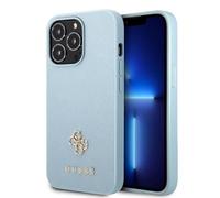 Guess GUHCP13XPS4MB Custodia Saffiano 4G Small Metal Logo, Blu - iPhone 13 Pro Max