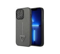 GUESS GUHCP14LPSATLG - Custodia rigida per iPhone 14 Pro da 6,1", colore: Argento/Argento SaffianoTriangle Logo