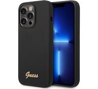 Guess GUHCP14LSLSMK - Custodia per iPhone 14 PRO da 6,1", in Silicone, con Logo Vintage, Colore: Nero