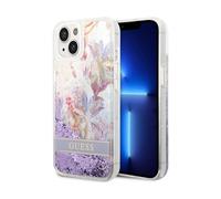 Guess GUHCP14MLFLSU Custodia Liquid Flower Glitter, viola - iPhone 14 Plus