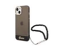 Guess Custodia rigida GUHCP14SHGCOHK per iPhone 14 (6,1") con cinturino di perle Nero