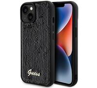 GUESS Sequin Script Metal paillettes COVER per Apple iPhone 13, Nero