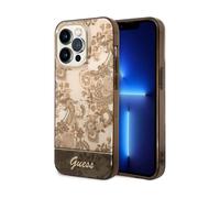 GUESS GUHCP14XHGPLHC Custodia per iPhone 14 Pro Max 6, 7 pollici ocra custodia rigida collezione porcellana, nero