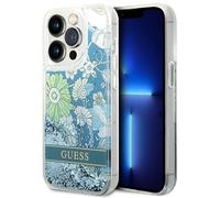 Guess GUHCP14XLFLSN iPhone 14 Pro Max 6,7 grüne Hardcase Flower Liquid Glitter