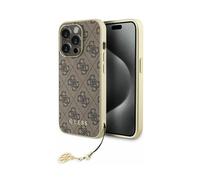 Guess GUHCP15LGF4GBR Custodia 4G Charms Collection Marrone - iPhone 15 Pro