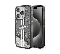 Custodia Guess per iPhone 15 Pro 6,1 nera custodia rigida Liquid Glitter Gold Stripes - Nouvo