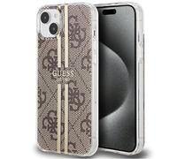 Guess GUHCP15MH4PSEGW Custodia per iPhone 15 Plus / 14 Plus Custodia Rigida Marrone da 6,7 Pollici IML 4G Striscia Dorata
