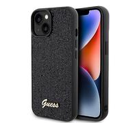 GUESS GUHCP15SPMSDGSK Cover per iPhone 15 6,1" Nero Cover rigida Disco Metal Script, x, x, x, X, x, X