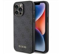 Guess Hard-Case Custodia Cover Grigia 4G Logo Oro iPhone 15 Pro Max 6,7"