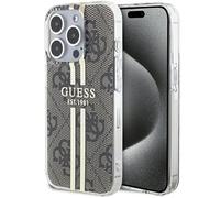 Guess GUHCP15XH4PSEGW Custodia per iPhone 15 PRO Max 6,7 Pollici Custodia Rigida Marrone IML 4G Striscia Dorata