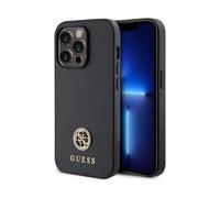 Guess GUHCP15XPS4DGPK Custodia rigida con strass e logo in metallo, nero - iPhone 15 Pro Max