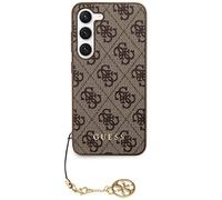 GUESS GUHCS24SGF4GBR Custodia per S24 S921 Custodia Rigida Marrone 4G Collezione Charms