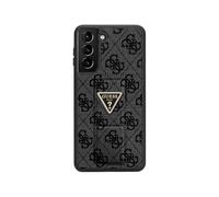 GUESS GUHCS24SPGS4TDW Custodia per S24 S921 Custodia Rigida Marrone Grip Stand 4G Triangolo Strass