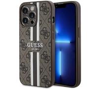 Guess GUHMP13LP4RPSW - Custodia rigida per iPhone 13 Pro / 13 6.1", motivo a strisce stampate 4G, colore: Marrone
