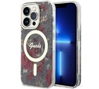 Custodia Guess Flower MagSafe per iPhone 14 Pro, colore kaki - Nouvo