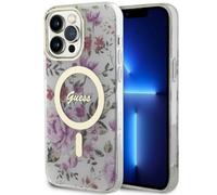 Guess GUHMP14LHCFWST iPhone 14 Pro 6.1 transparente Hartschale Flower MagSafe