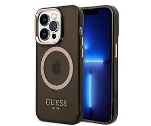 Guess GUHMP14LHTCMK - Custodia rigida per iPhone 14 Pro 6,1", colore: Nero/Nero