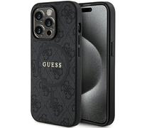 Guess GUHMP14XG4GFRK - Custodia rigida per iPhone 14 Pro Max 6.7", collezione 4G, in pelle, con logo metallico