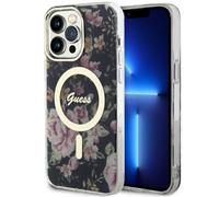 Guess GUHMP14XHCFWSK iPhone 14 Pro Max6.7, schwarzes Hardcase Flower MagSafe