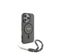 Guess GUHMP16XHGCRELSK - Custodia per iPhone 16 Pro Max 6,9", con brillantini e cinturino perla, colore: Nero